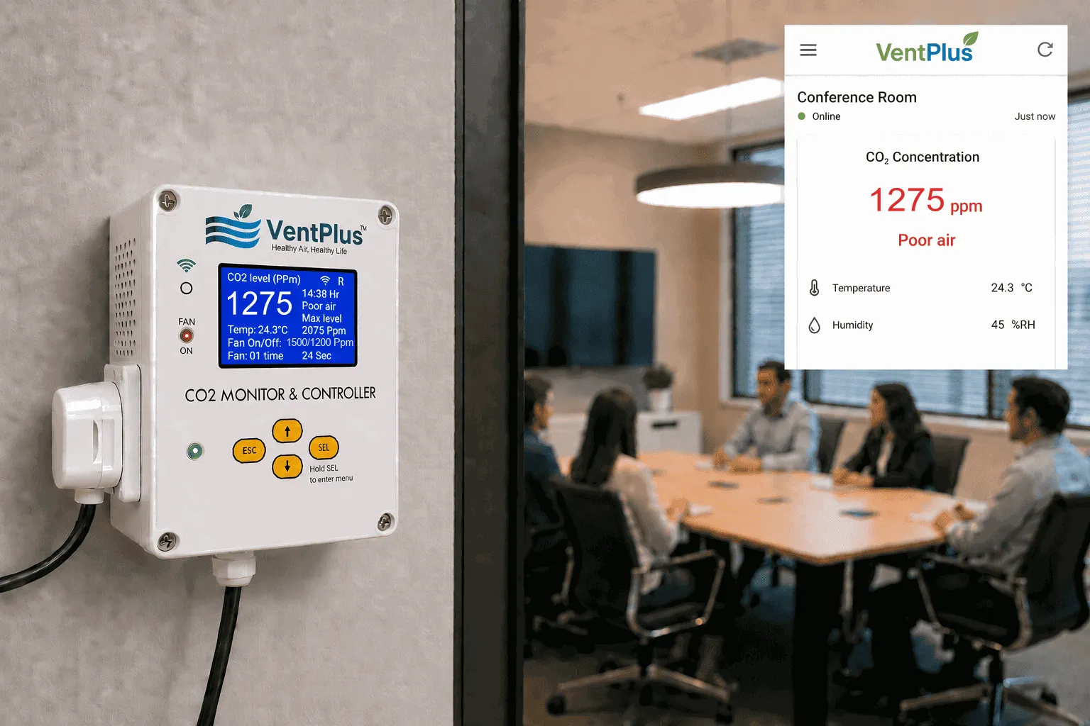 VentPlus CO2 monitor and controller