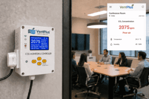 VentPlus CO2 monitor and controller installation in offices for Healthy Indoor Air and better office productivity