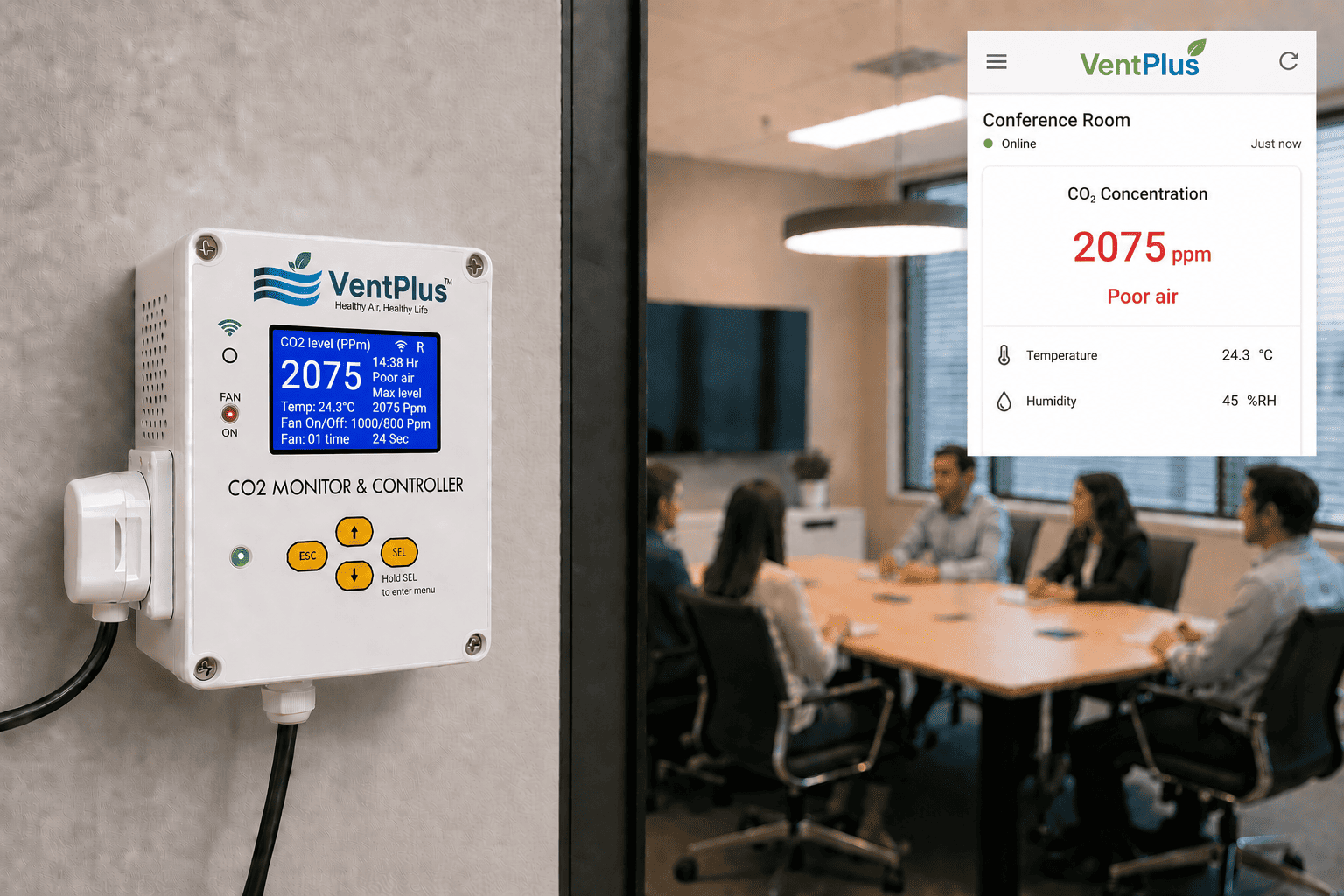 VentPlus CO2 monitor and controller