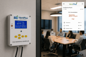 VentPlus CO2 monitor and controller office installation