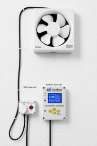 VentPlus CO2 monitor and controller typical setup with wi-fi relay