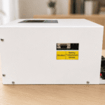 CC-MPPT-HV-300 high voltage MPPT solar charge controller side view with RS485 ModBus connector and Battery temperature sensor connection